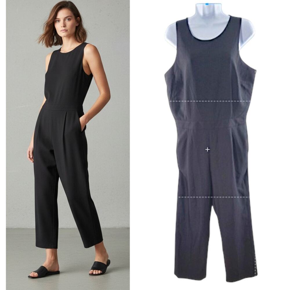 Banana Republic Jumpsuit Women's size 10 Black Ankle Length Sleeveless Pockets